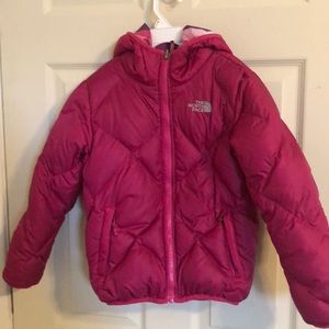 Girls north face reversible winter puffer jacket